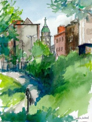 Dublin Church, Watercolor