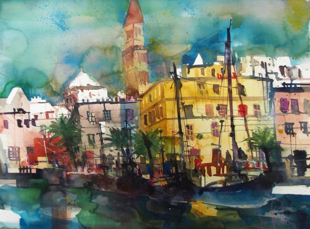 02-Bari Hafen-Aquarell/Watercolor-2014