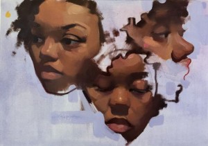 workshop demo, oil on paper, 3 heads 3 hours